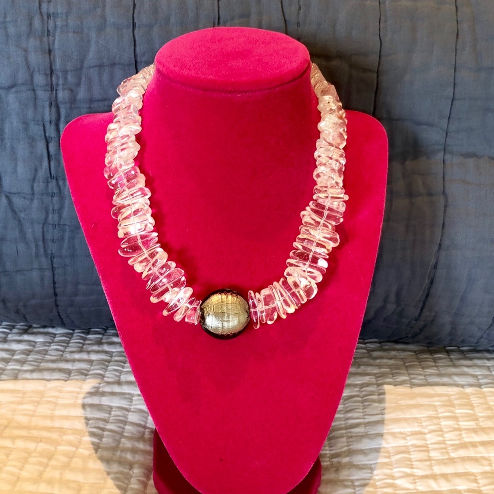 Lucite And Brushed Silver Statement Necklace - image 1